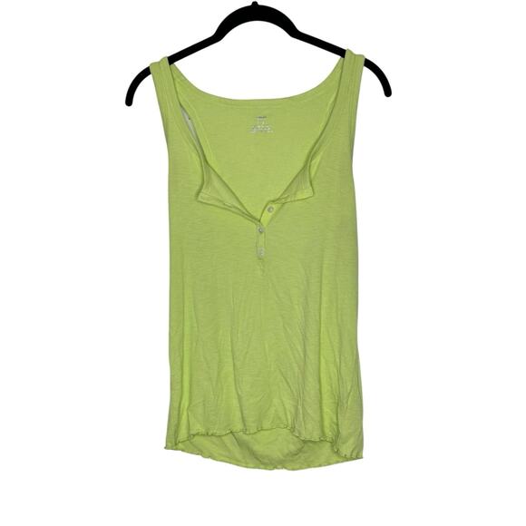 NWT Aerie Womens Henley Tank Large Ribbed‎ Scoopneck Beach Y2K Racerback Green - Picture 1 of 8